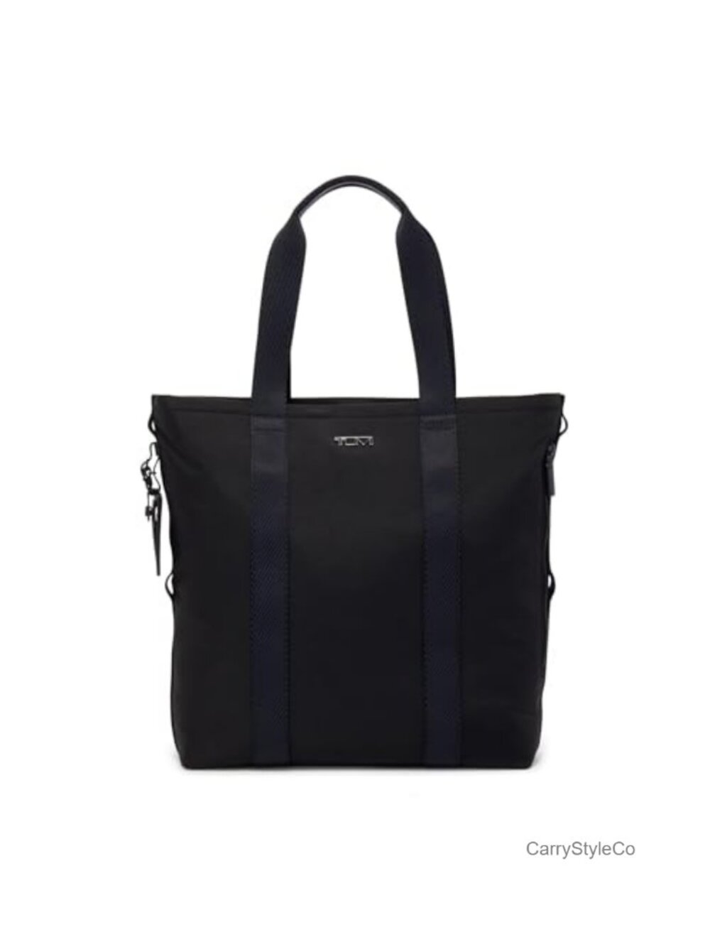 Lightweight Nylon Travel Tote with Leather Handles and Multiple Pockets
